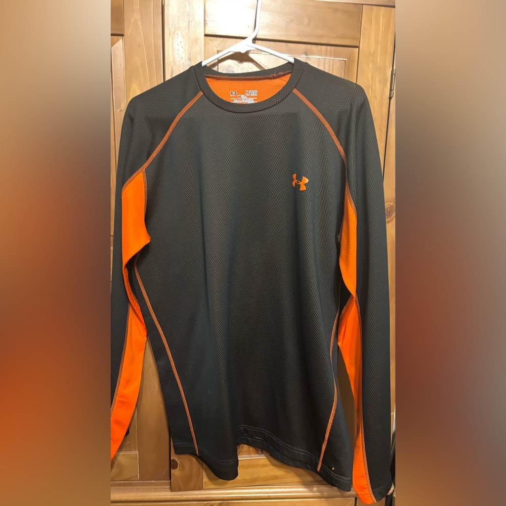 Under Armour Black with Orange Accent Long-Sleeve Athletic Top